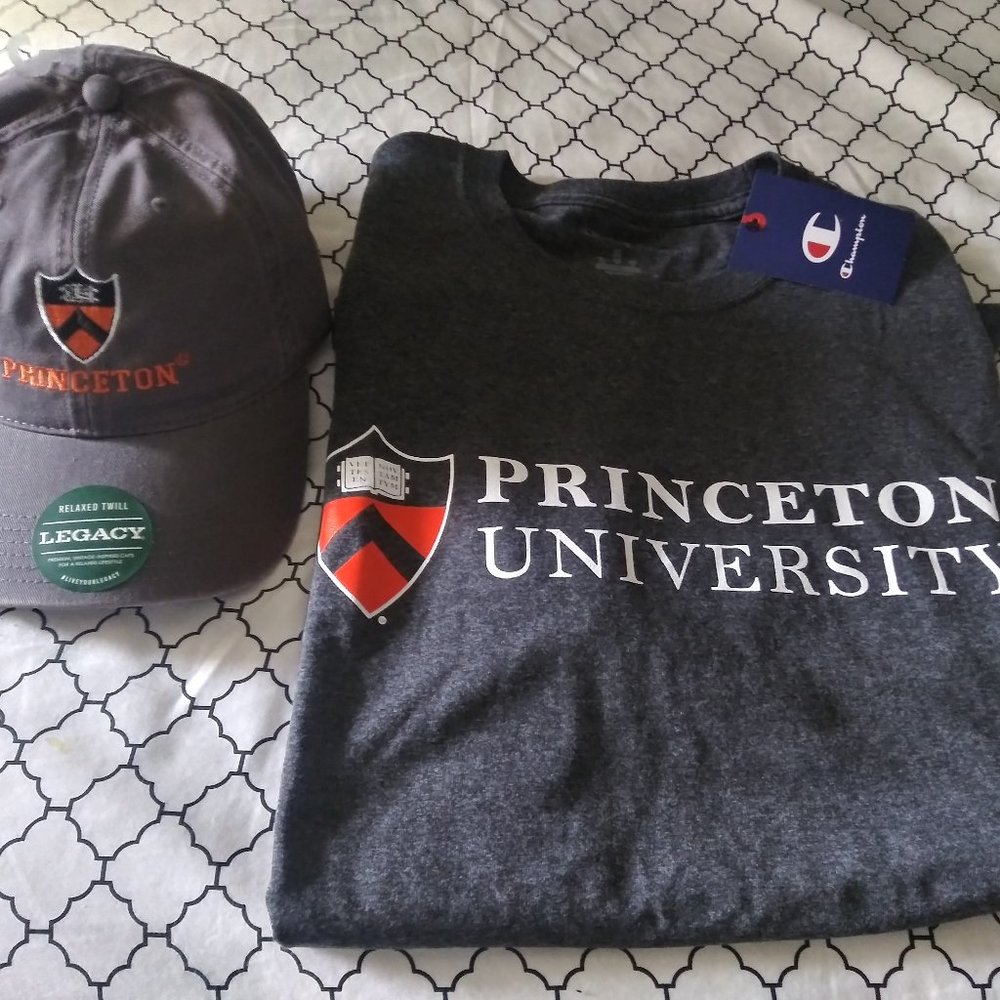 Princeton University Med Champion Tee Shirt + Grey Strapback Dad Hat NEW